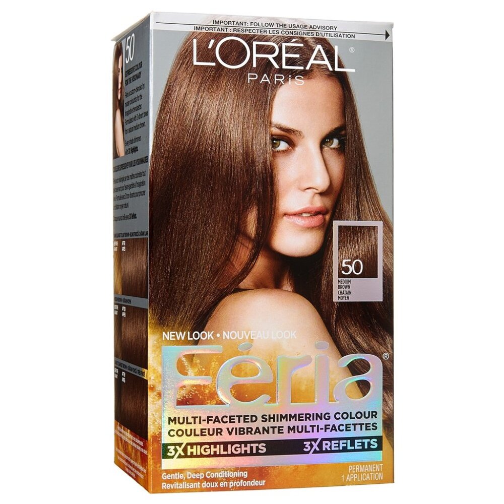 L'Oréal Paris Féria Shimmering Hair Color, 50 Medium Brown